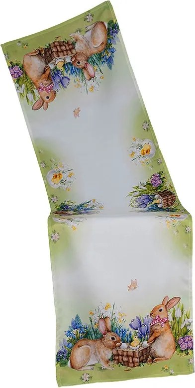 Veľkonočný obrus Zajkovia s kuriatkom 40 × 140 cm