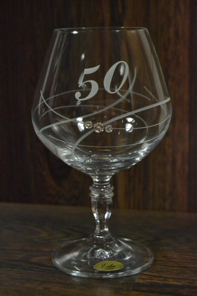 Výročný pohár na 50. narodeniny BRANDY so swarovski kryštáľmi