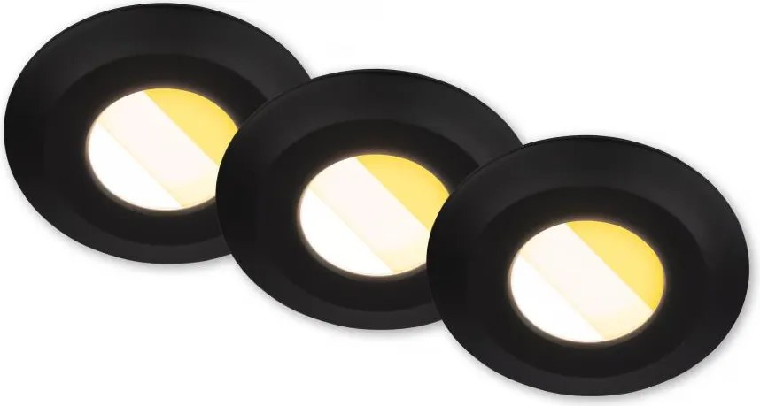 Briloner 7589035 – sada 3× LED stmievateľných kúpeľňových podhľadových svietidiel KLIRA, 1× LED/4,9 W/230 V, IP44, čierne