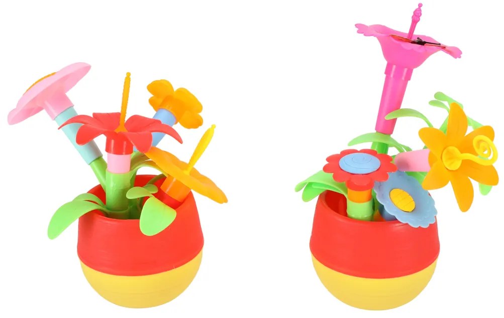 KIK Kreatívna plastová stavebnica kvetinová záhrada 175 dielov kvety, váza, kanva pre deti 3+