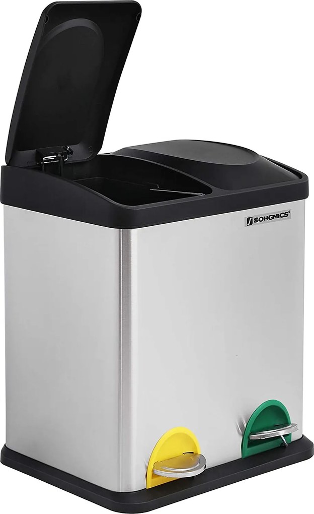 SONGMICS Nerezový kôš na triedený odpad 2x15l