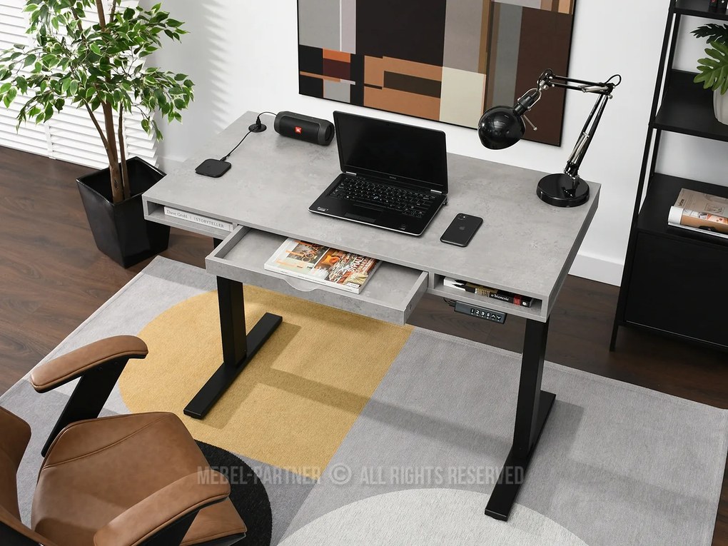 PC stolík Osto 120 (betón + čierna). Vlastná spoľahlivá doprava až k Vám domov. 1109821