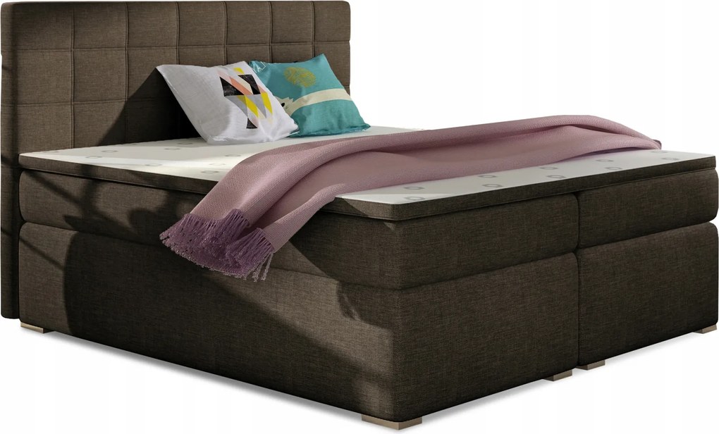 Manželská posteľ Boxspring 160 cm Abbie (hnedá) (s matracmi)