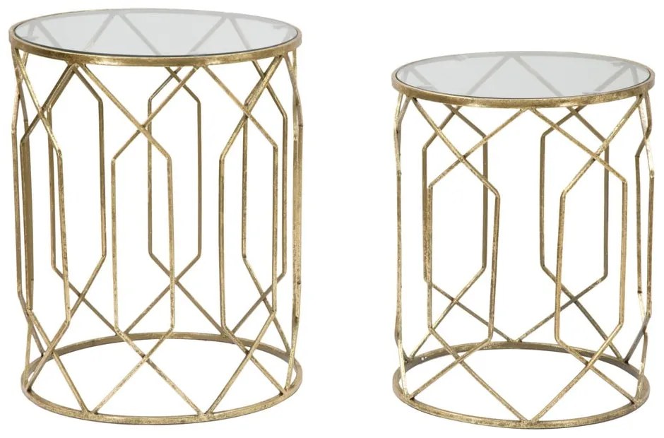 Okrúhle odkladacie stolíky v súprave 2 ks so sklenenou doskou ø 42 cm Tunisi – Mauro Ferretti
