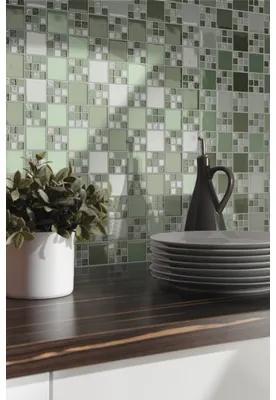Sklenená mozaika XCM 8570 30,5x32,5 cm zelená/biela