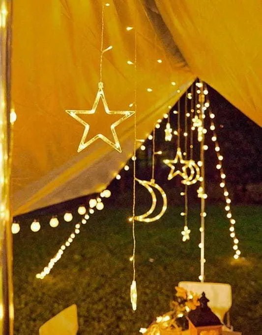 Dekoračná LED girlanda HVIEZDY A MESIACA - 2,5 m - teplá biela