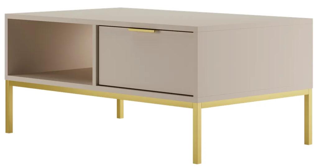 Konferenčný stolík AUSTIN kašmír/ zlatý, 100 cm