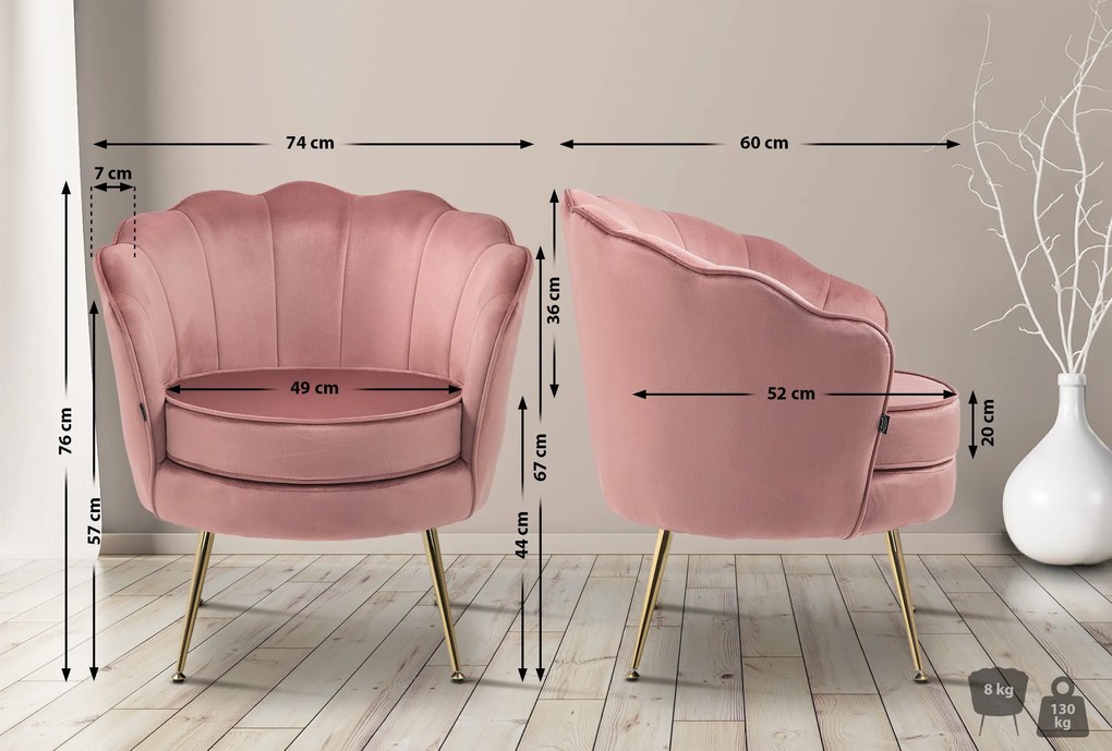 Stolička Rosita zamat - ružová