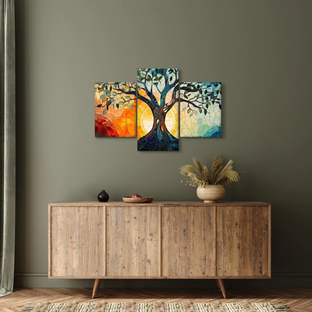 Obraz – Mozaika – slnko a strom I. (90x60 cm)
