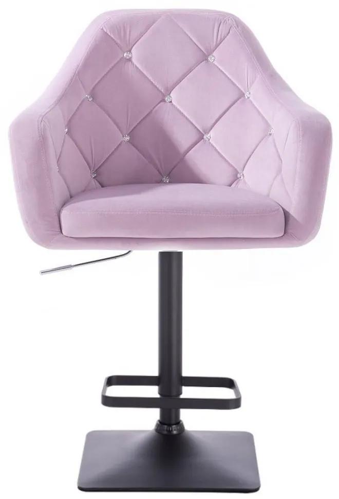 LuxuryForm Barová stolička ROMA VELUR na čierne podstave - levanduľa