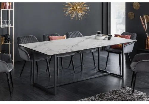 Jedálenský stôl 41088 200 x 100cm Marble Look White Ceramik  - Komfort-nábytok