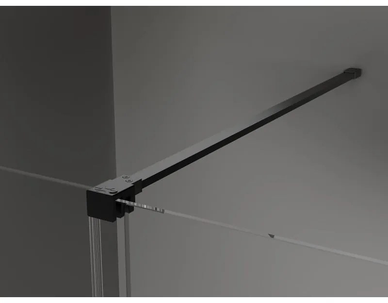 Mexen Velar, sprchová zástena s posuvnými dverami Walk-in 110 x 200 cm, 8mm sklo námraza, čierna matná, 871-110-000-33-70