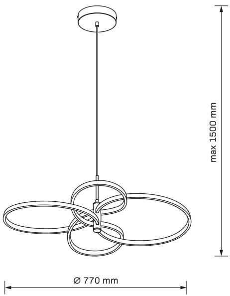 LED luster na lanku RIBBON LED/37W/230V 4000K čierna
