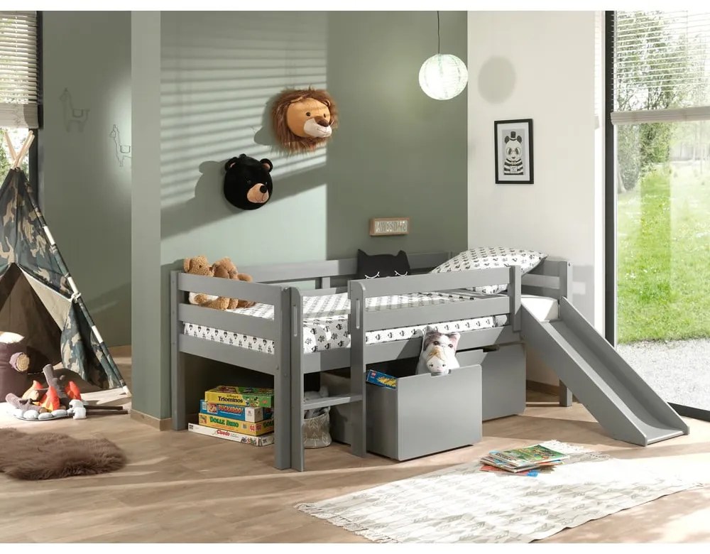 Sivé zásuvky pod detskú posteľ 2 ks Pino – Vipack