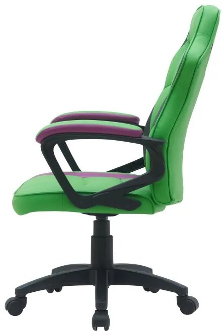 Ergonomická kancelárska stolička, zelená s fialovými prvkami