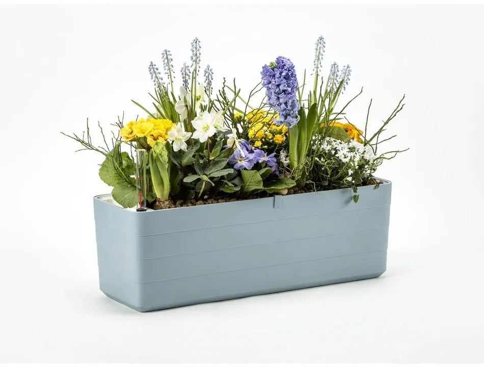 Plastia Samozavlažovací truhlík Berberis 80, sivomodrá + biela, 80 cm