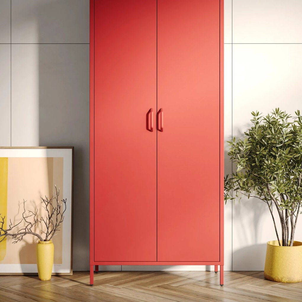 Šatníková skriňa FLAVIO, 800 x 1850 x 450 mm, Modern: červený farba