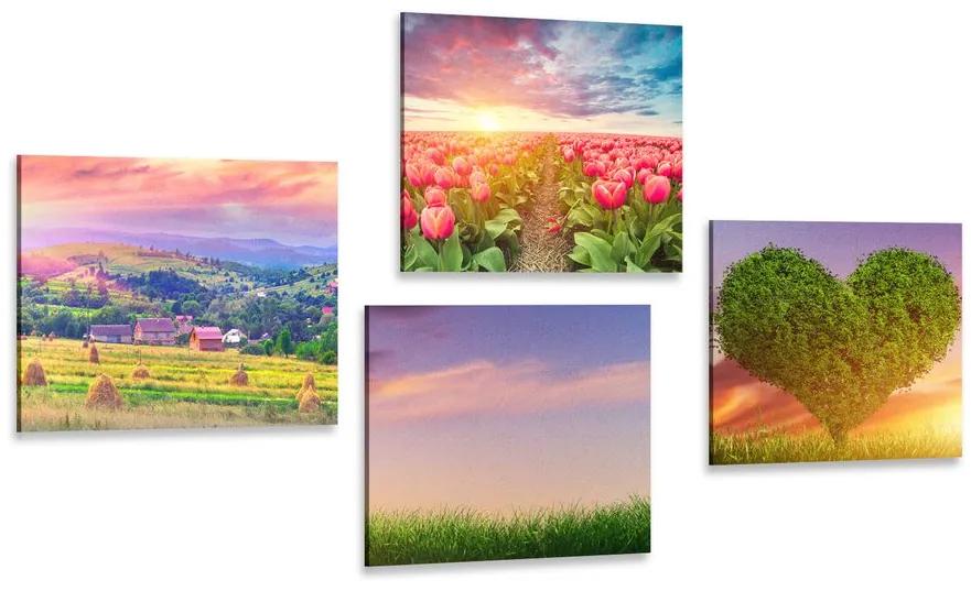 Set obrazov príroda v pastelových farbách Varianta: 4x 40x40
