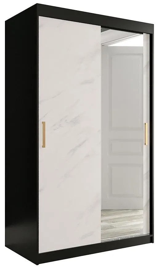 Skriňa Marmur T2 120 čierna/mramor biely