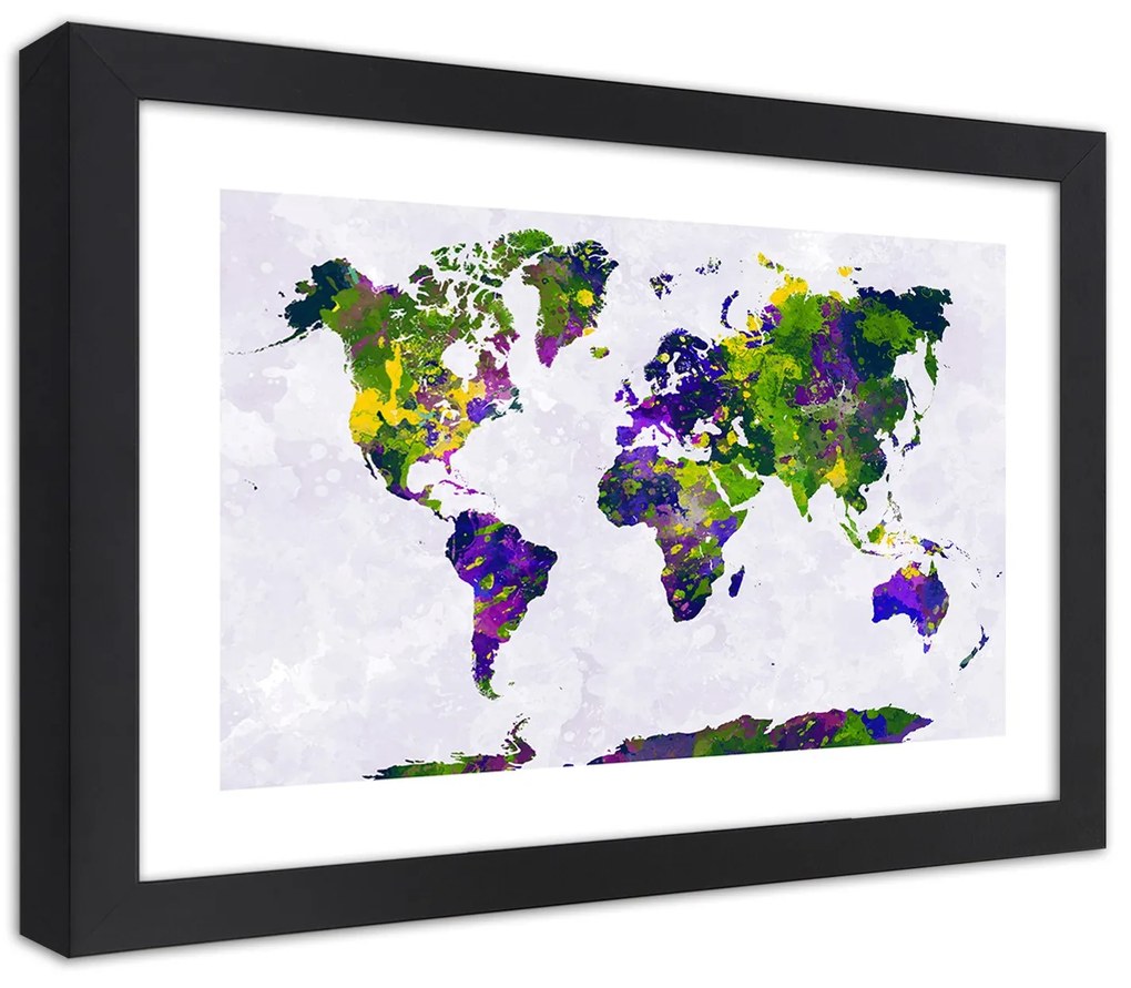 Gario Plagát Maľovaná mapa sveta Farba rámu: Bez rámu, Rozmery: 30 x 20 cm