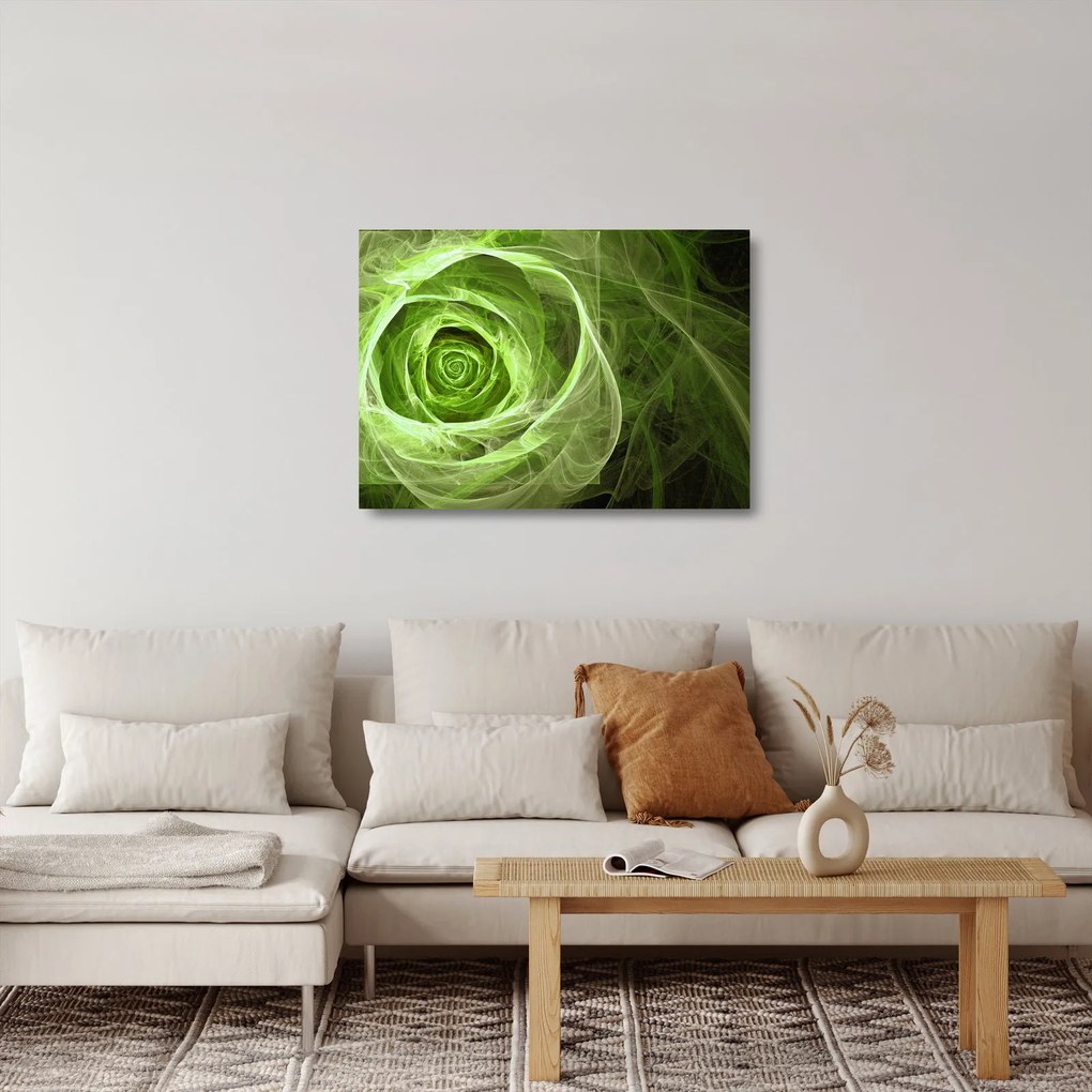 Sklenený obraz - Abstraktné ruže zelená (70x50 cm)