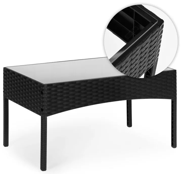 ZÁHRADNÝ SET ALIDA ČIERNY POHOVKA + 2 x KRESLO + STOLÍK