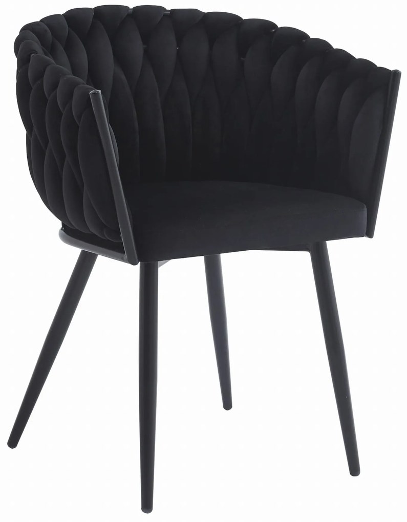 Černé jídelní křeslo ORION VELVET s černými nohami