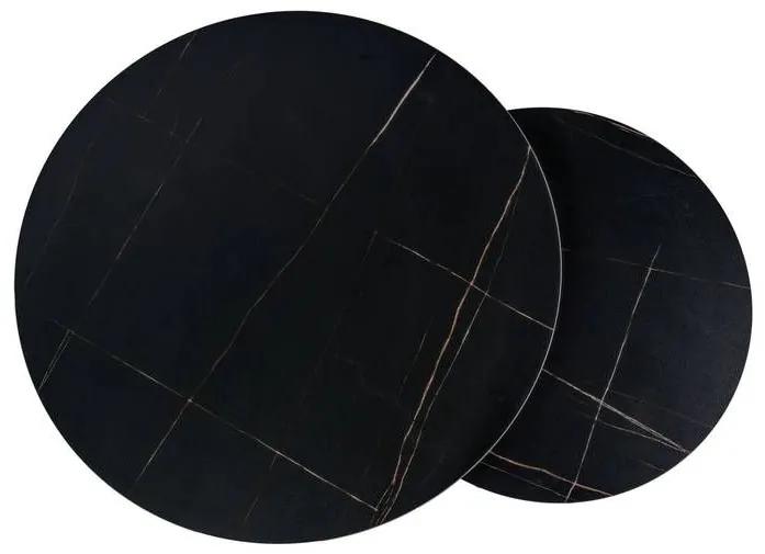 Set konferenčných stolíkov Signal FERRANTE D čierny mat/čierny efekt mramoru