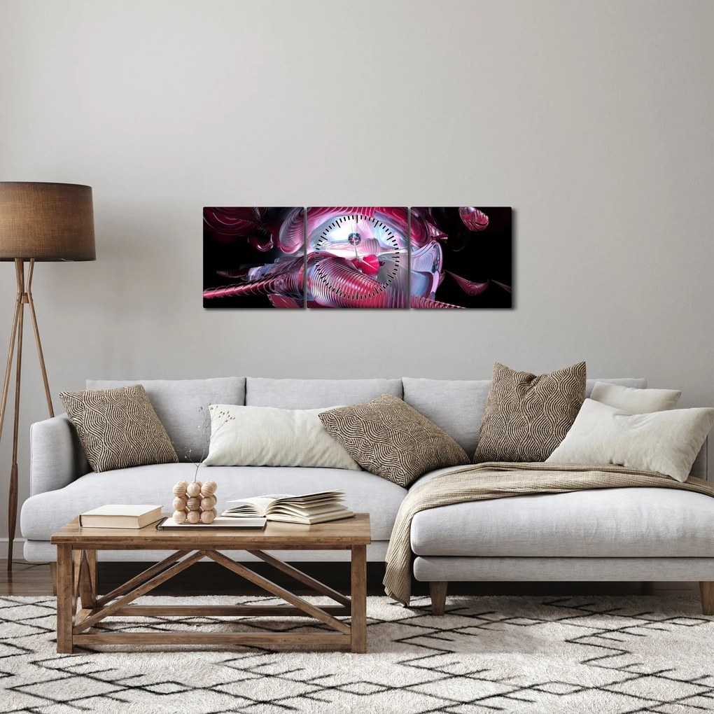 Obraz - Abstrakcie, vesmírne červy (s hodinami) (90x30 cm)