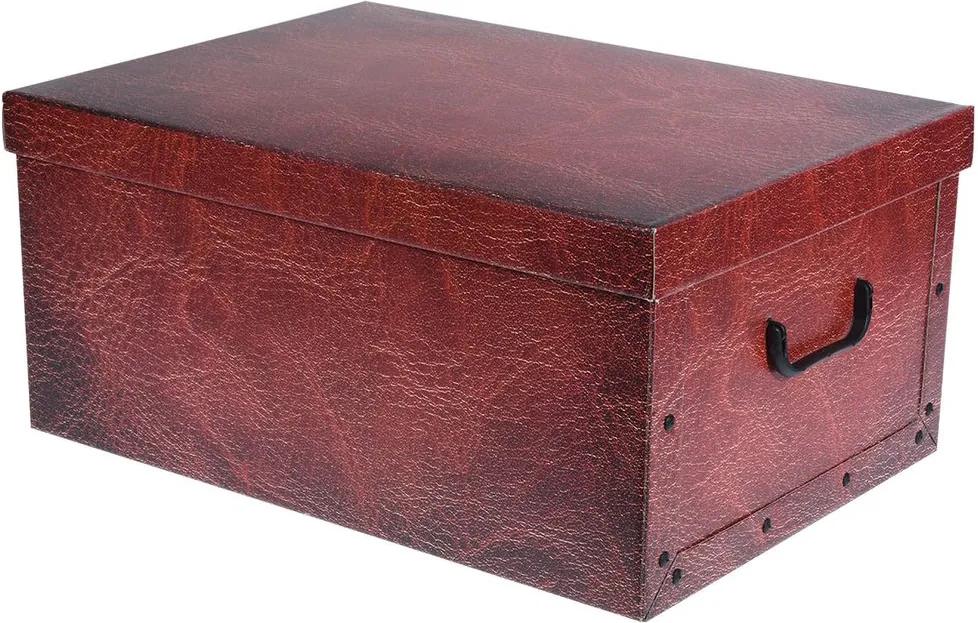 Home collection Úložné krabice se vzorem Kůže 51x37x24cm vínová