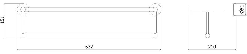 Mexen Remo, polica s vešiakom na uteráky, brúsená oceľ, 7050720-97