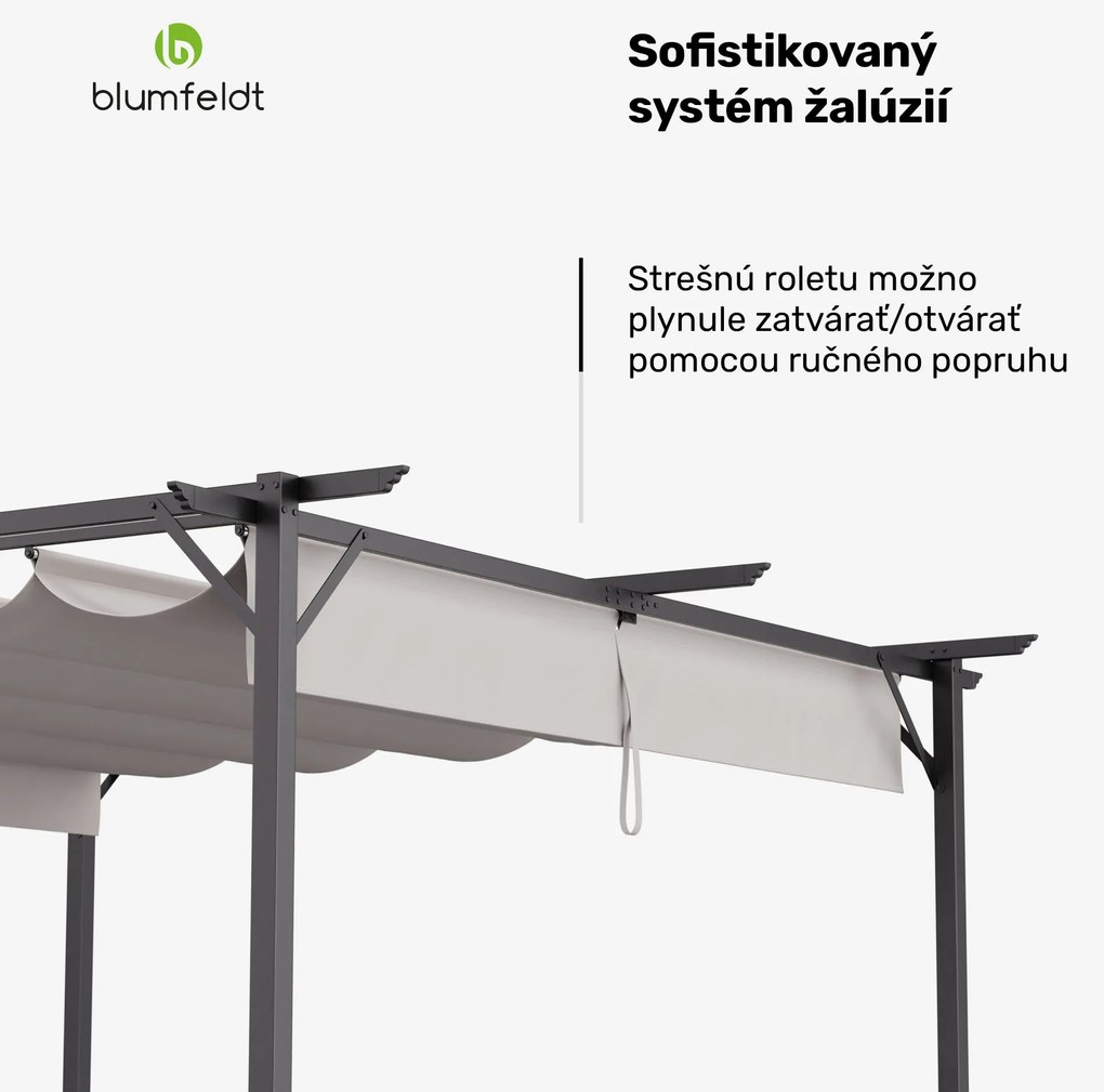Blumfeldt Pantheon Robust, pergola, 3 x 3 m, práškovo lakovaná oceľ, odolná voči poveternostným vplyvom