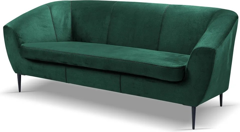 Trojmiestna pohovka Olivio, fľaškovo zelená zamatová  látka