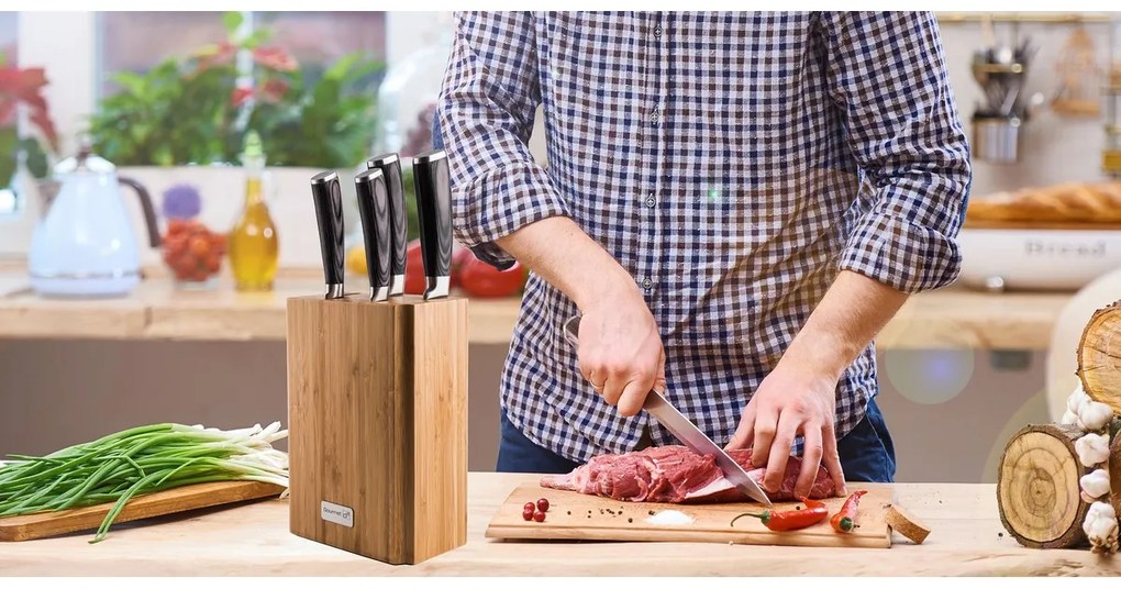 Sada nožov G21 Gourmet Stone 5 ks + bambusový blok 6002238