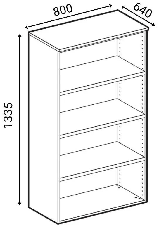 Kancelárska skriňa s dverami PRIMO WOOD, 3 police, 800 x 640 x 1335 mm, buk