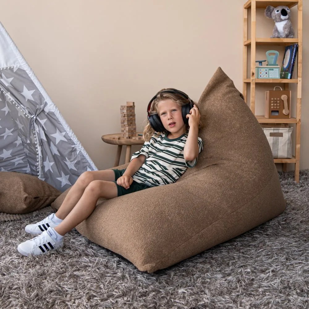 Krémový sedací vak z textílie buklé Razz – SLOWDOWN