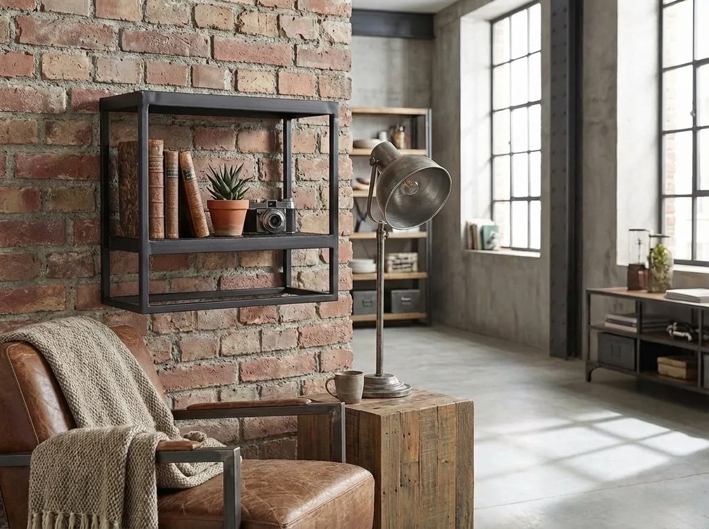 Kovová polica CASTO 40x40 cm, čierna