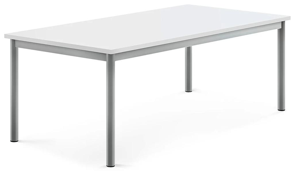 Stôl BORÅS, 1400x700x500 mm, laminát - biela, strieborná