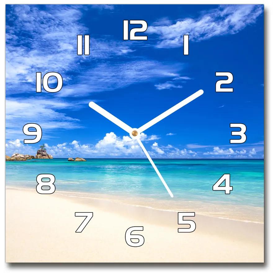 Sklenené hodiny štvorec Tropická pláž pl_zsk_30x30_f_72192051