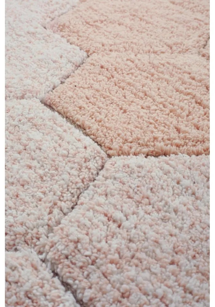 Svetloružový prateľný ručne tkaný bavlnený okrúhly koberec ø 140 cm Honeycomb Rose – Lorena Canals