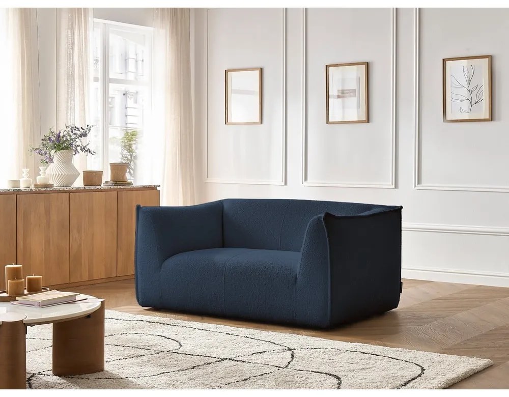 Tmavomodrá pohovka z textílie buklé 170 cm Giorgia – Bobochic Paris