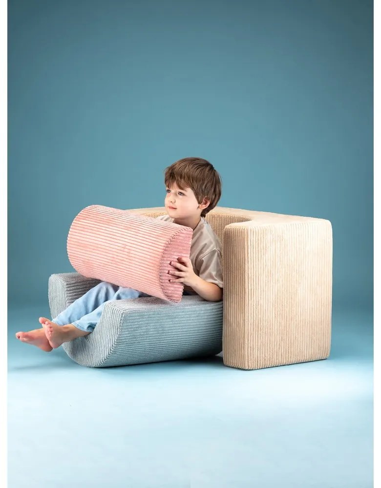 Svetlohnedé menčestrové penové ihrisko 75x49x37 cm Rainbow Montessori – Wigiwama