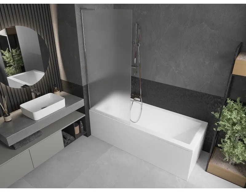 Mexen Next L, 1-krídlová vaňová zástena 80 x 150 cm, 6mm sklo námraza, chrómový profil, 895-080-000-03-30-01