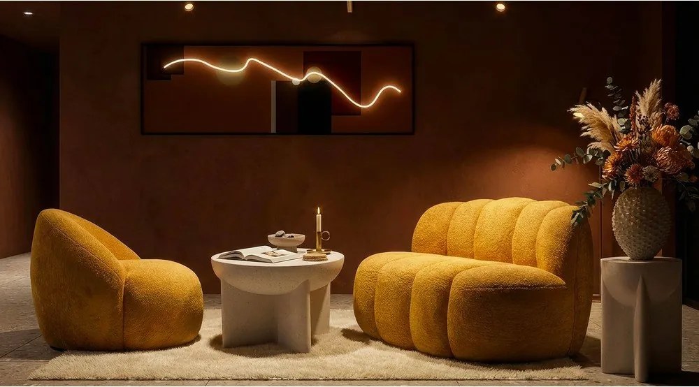 Pohovka z textílie buklé v horčicovej farbe 145 cm Ball – Mauro Ferretti