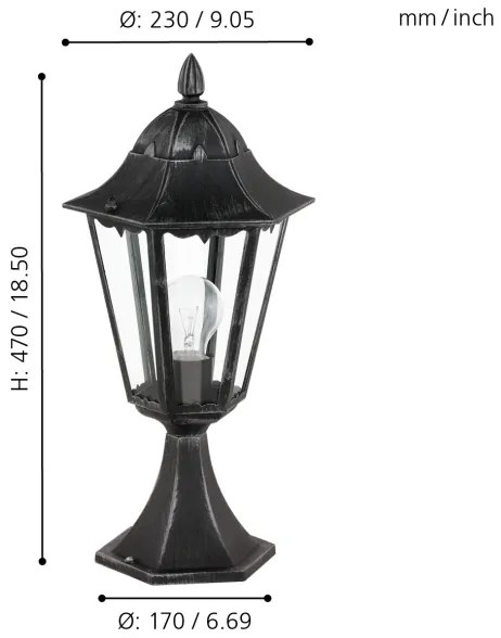 Eglo 93462 - Vonkajšia lampa navedie 1xE27/60W/230V
