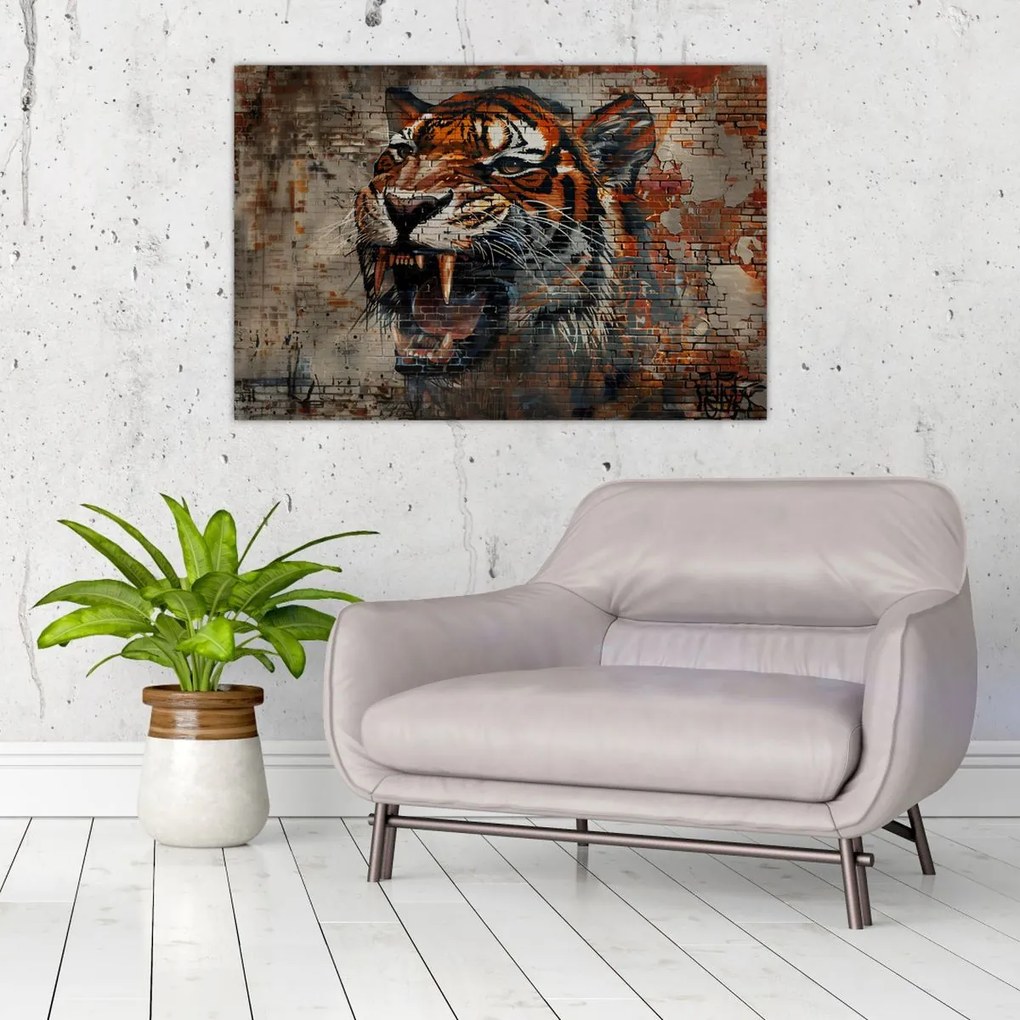 Obraz - Tiger z tehál (90x60 cm)