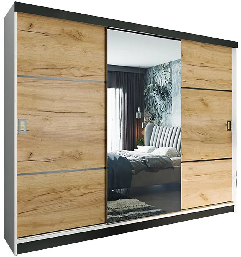 Skriňa Retro 200 3L biely / dvierka craft zlatý