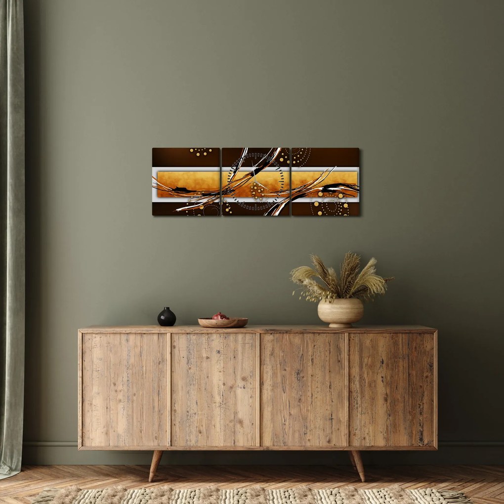 Obraz abstrakcie - Motýle (s hodinami) (90x30 cm)