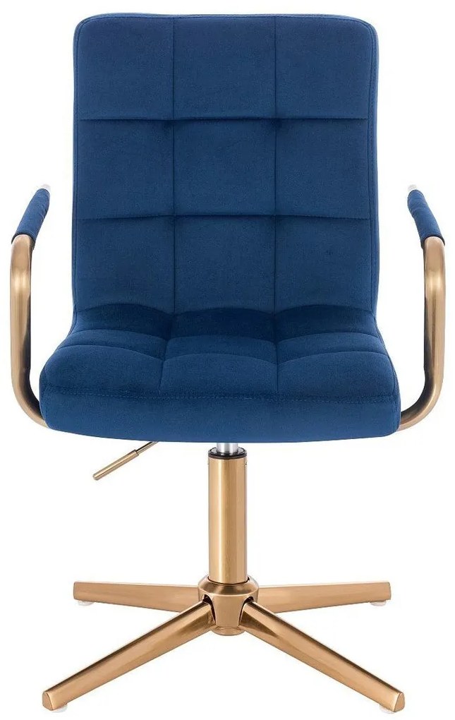 LuxuryForm DESIGN Stolička VERONA GOLD VELUR na zlatom kríži - modrá