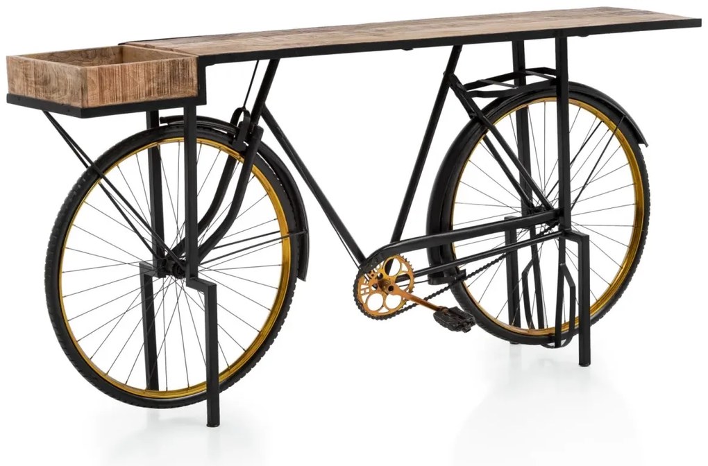furniture-nabytek.cz - Lakovaný konzolový stůl Bike z kovu, černý – 185×45×90 cm